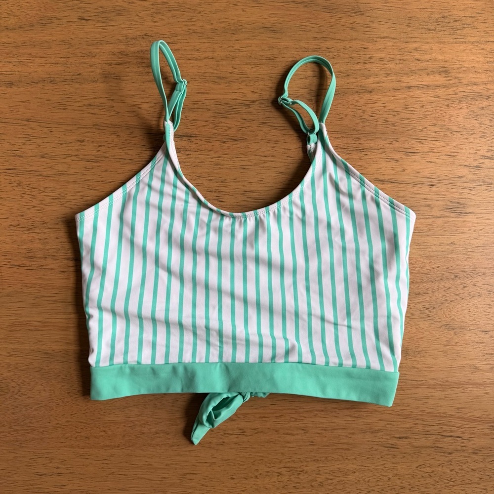 Women's | Coral & Reef Green White Striped Bikini Top | Medium